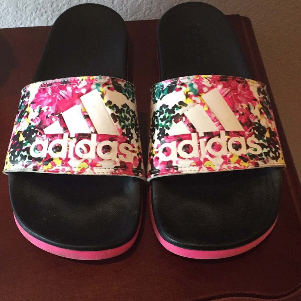 Adidas floral sandals, size 7 women’s.